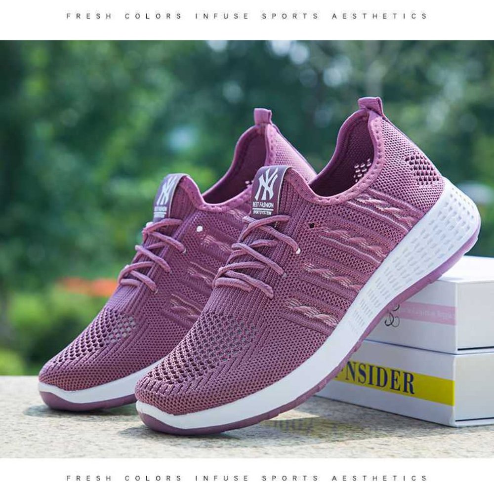 Mesh Top slip-on sneakers - ladies fashion sneakers Purple & White sneakers - Picture 11 of 16